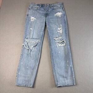 Lucky Brand Jeans Blue Womens 8/29R MidRise Boy Jean Light Wash Distressed Denim